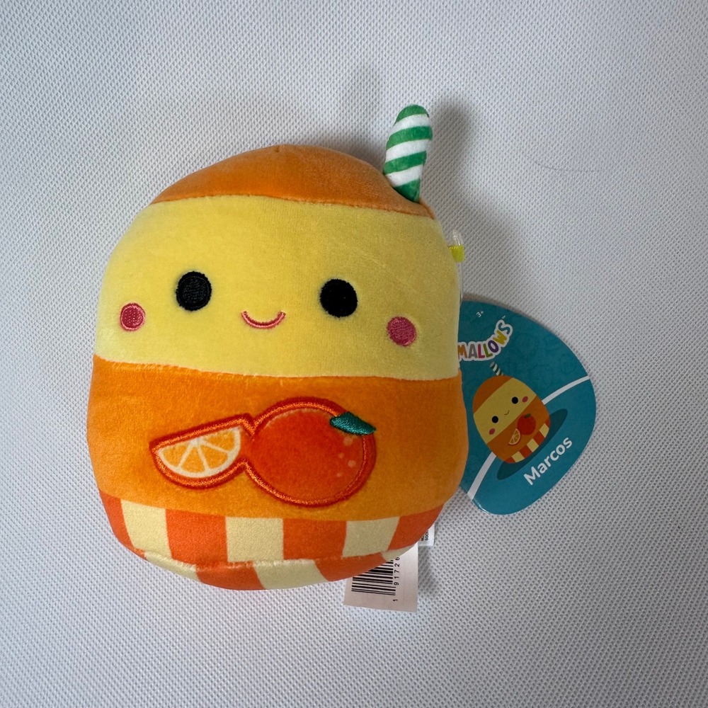 Squishmallows Marcos the Orange Juice 5 Inch Plush Food Squad NWT